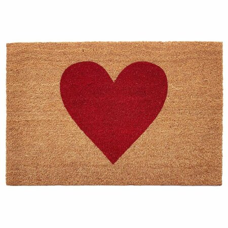 CONFIGURACION 17 x 29 in. Heart Rectangular Doormat Natural & Red CO2209765